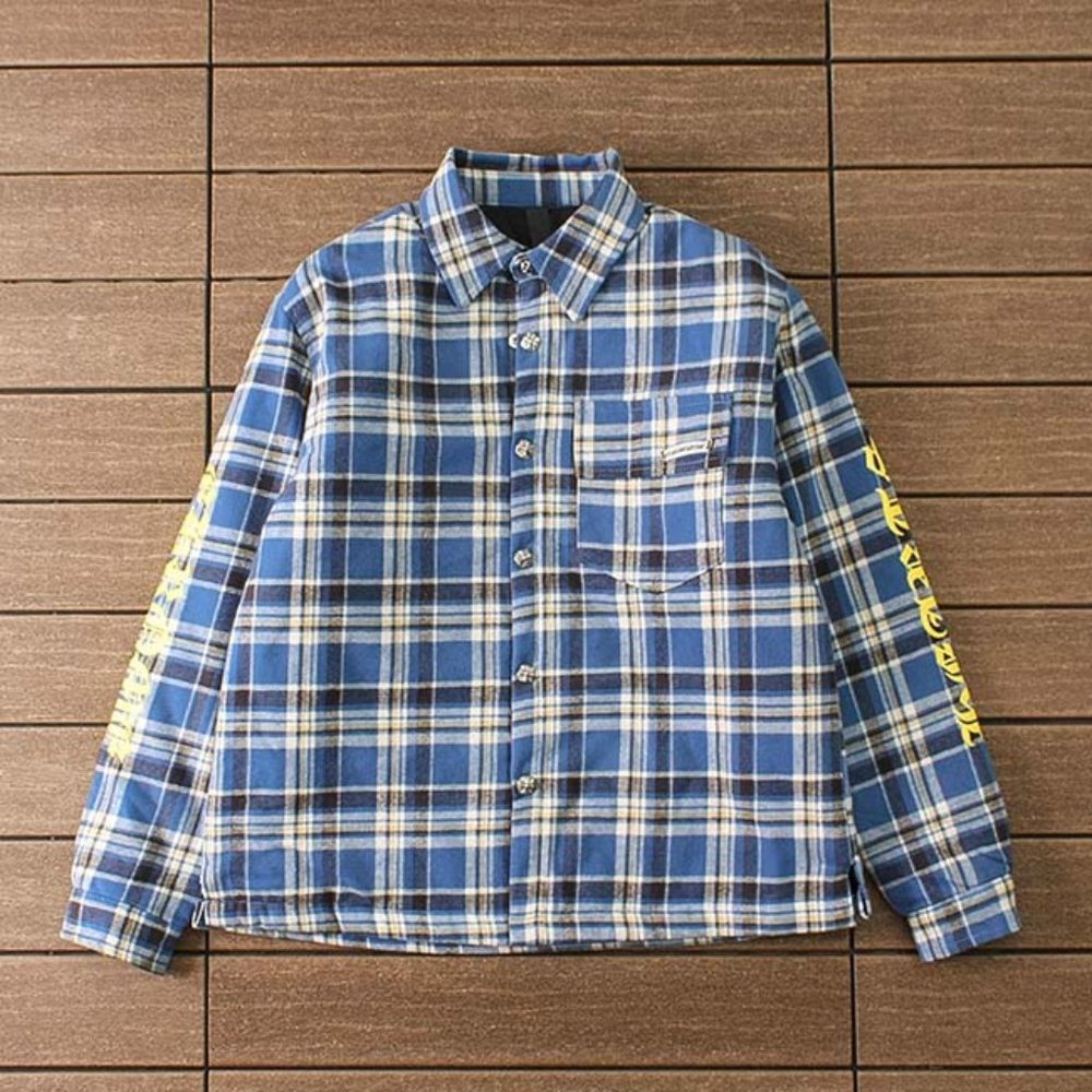 Chrome Hearts Blue Plaid Striped Shirt Jackets